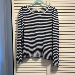 Eileen Fisher blue and white sailor stripe sweater. XL